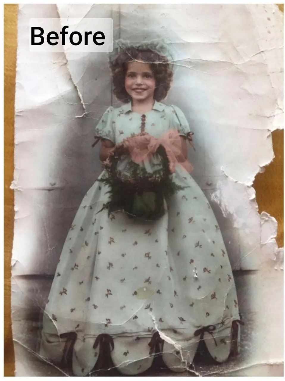 Torn and torn photo repair Before