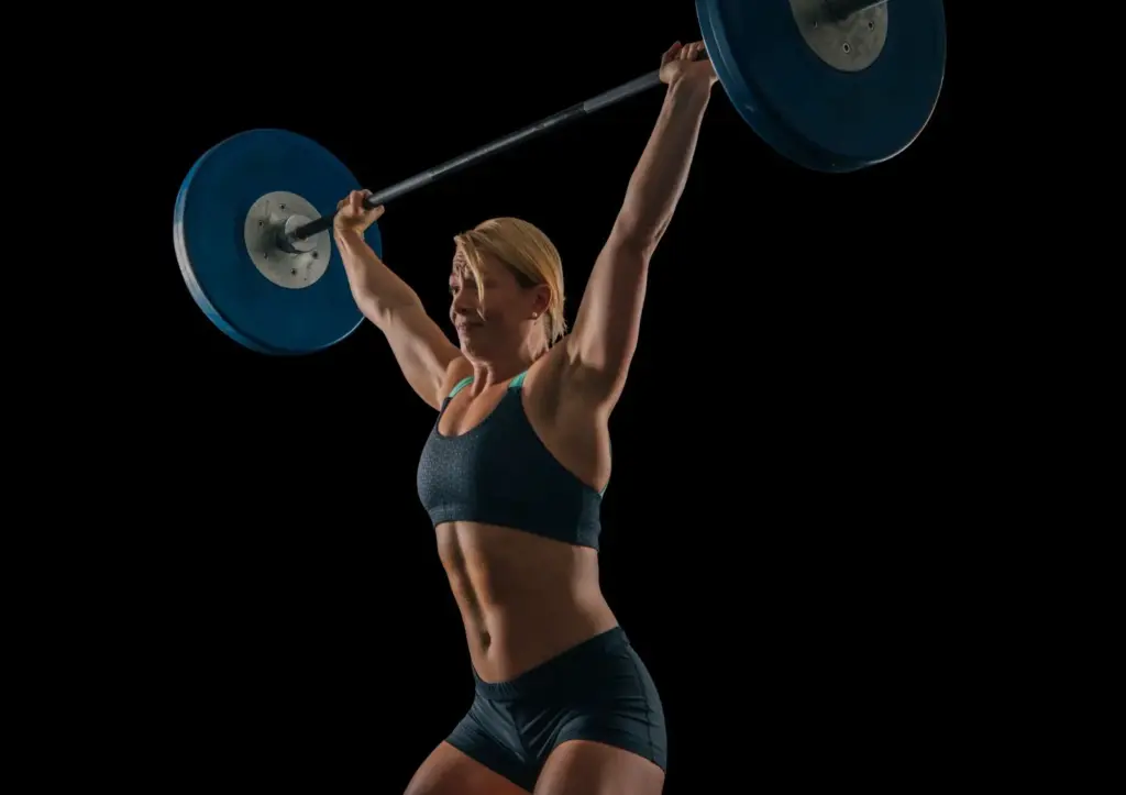 Arms overhead and a strong profile work well