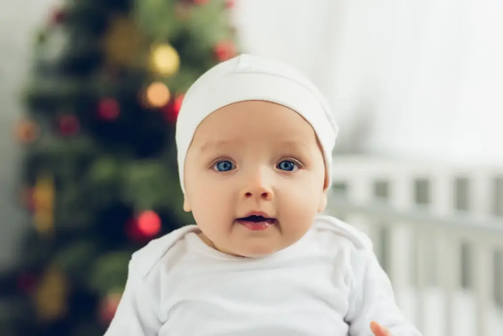 Baby wearing a little festive headwear