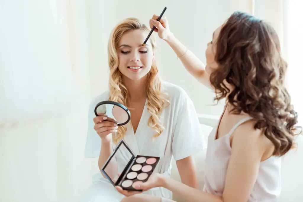 Bride getting her makeup done