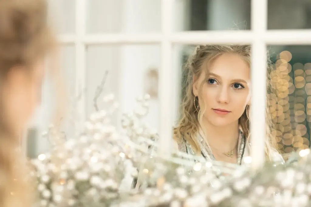 Candid reflection shot from a vanity or window