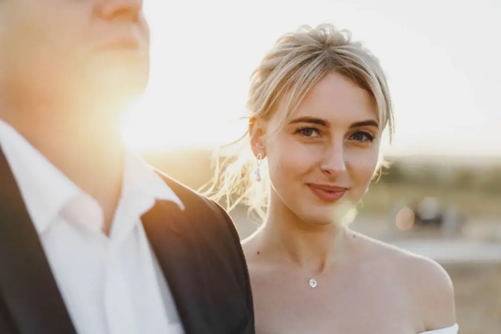 Candid smiles in the soft golden glow