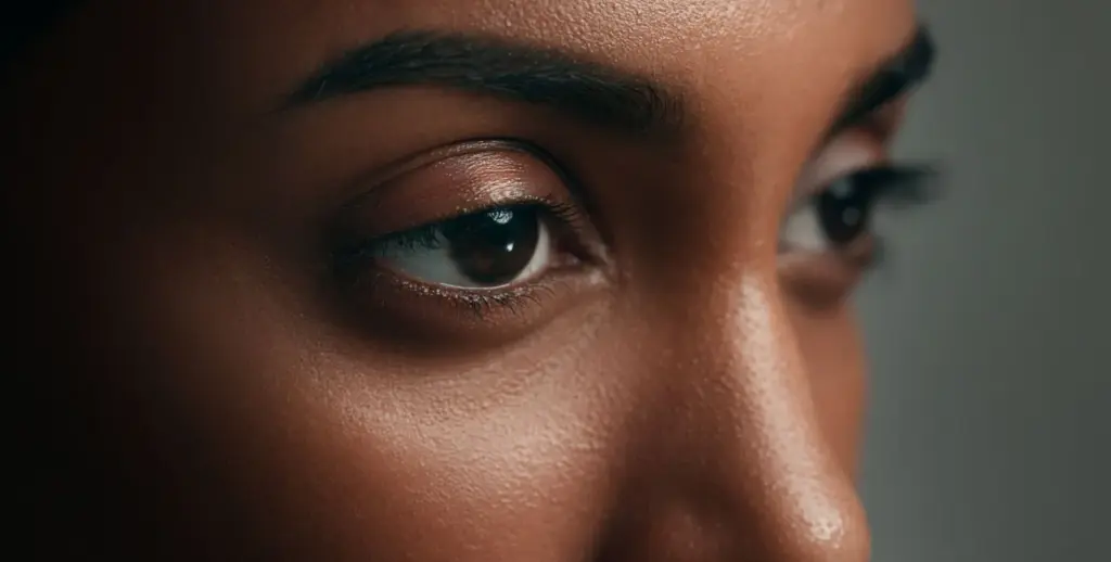 Close-up focusing on eyes partially in shadow