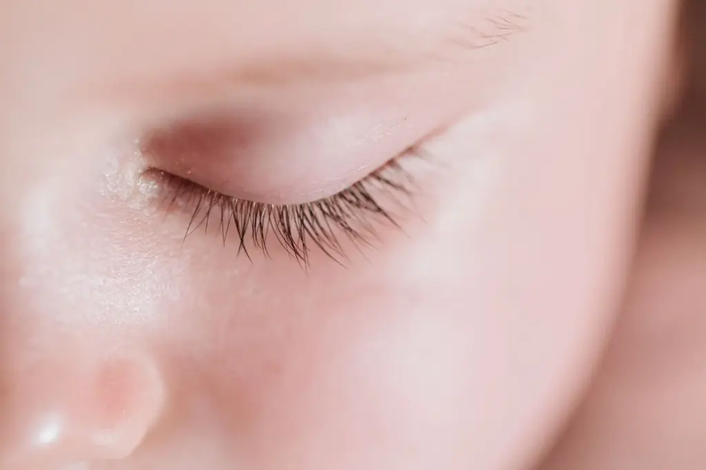 Close-up of eyes closed with big eyelashes