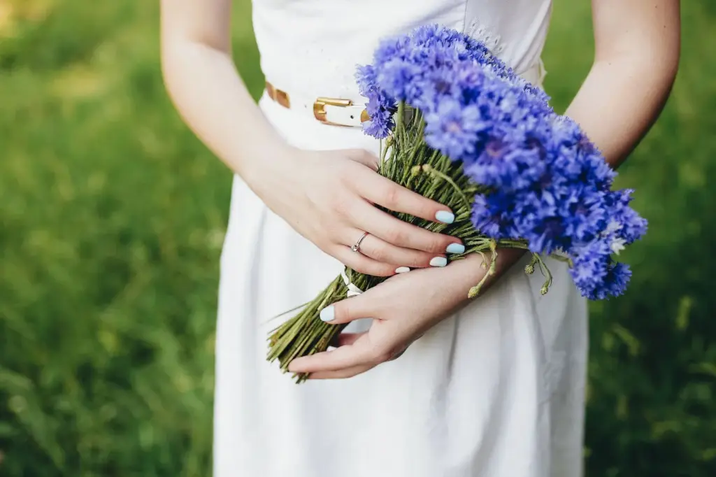 Close-up with wildflowers in hands