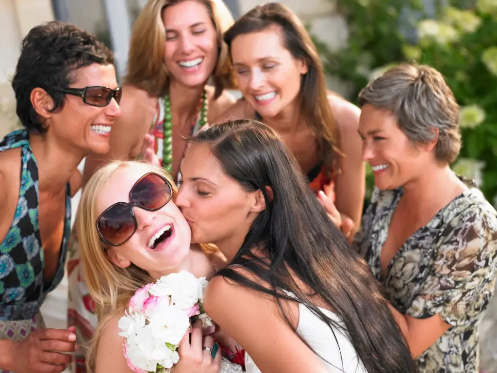 Friends sharing secrets and smiles