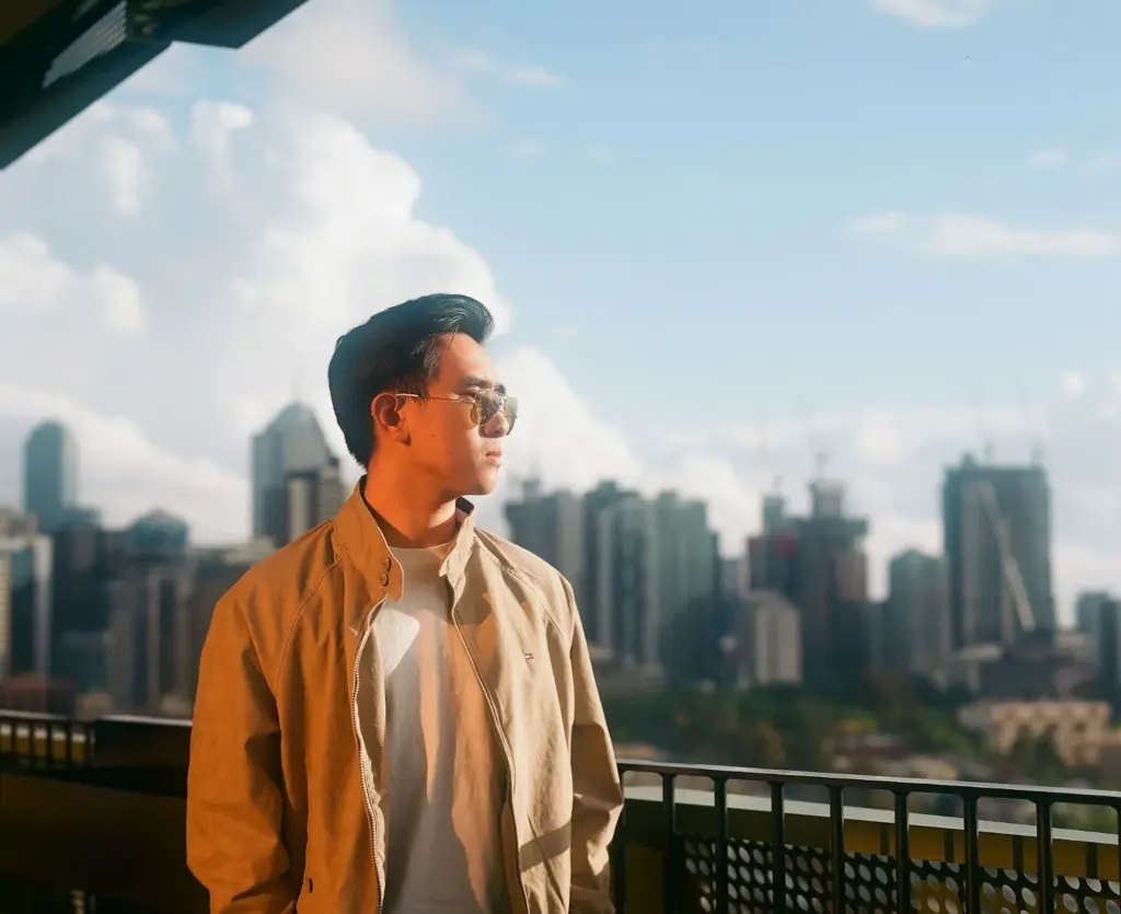 Looking at the skyline of the city in golden hour