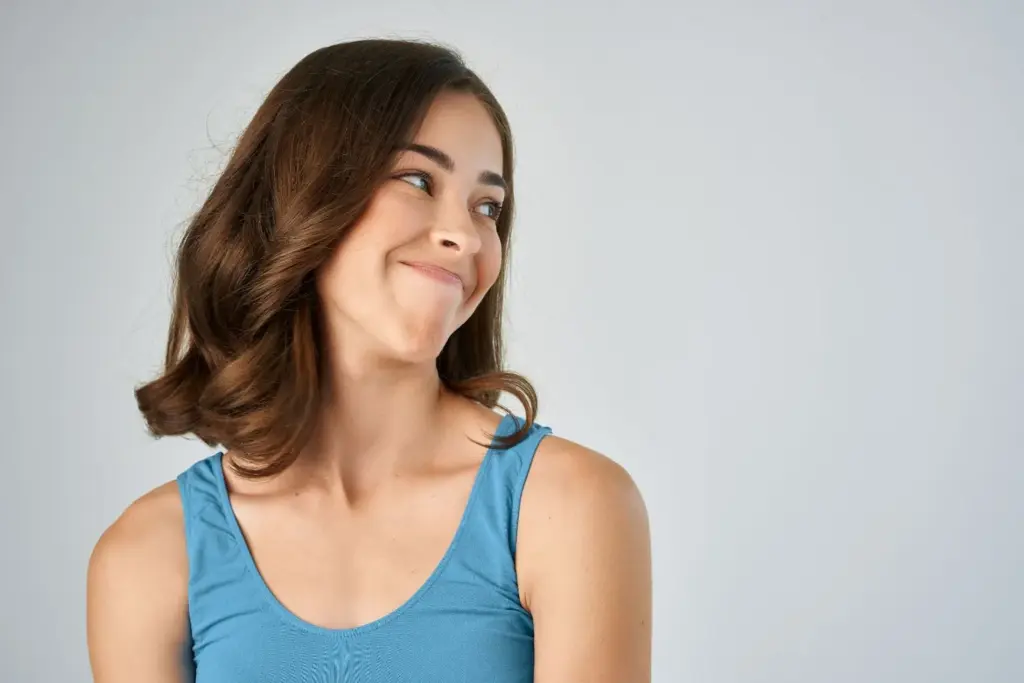 Looking sideways with a playful attitude