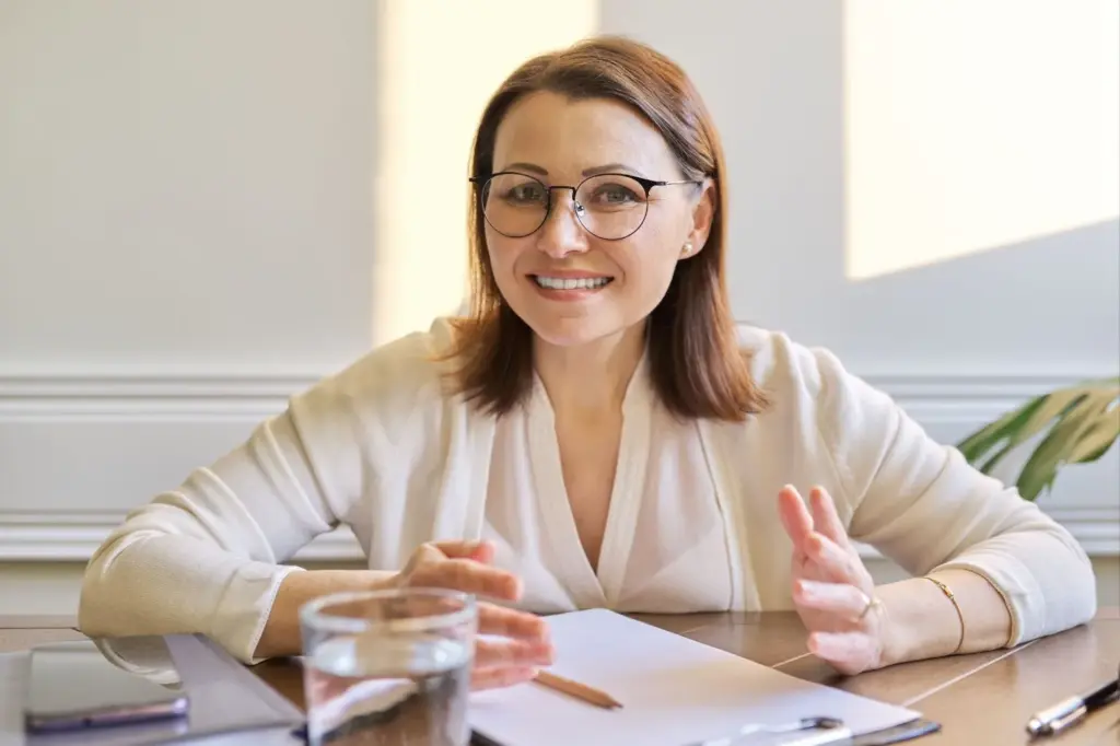 Meeting table portrait with glasses on