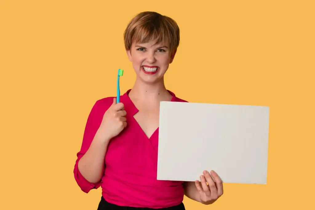 Natural smile with whiteboard in the background