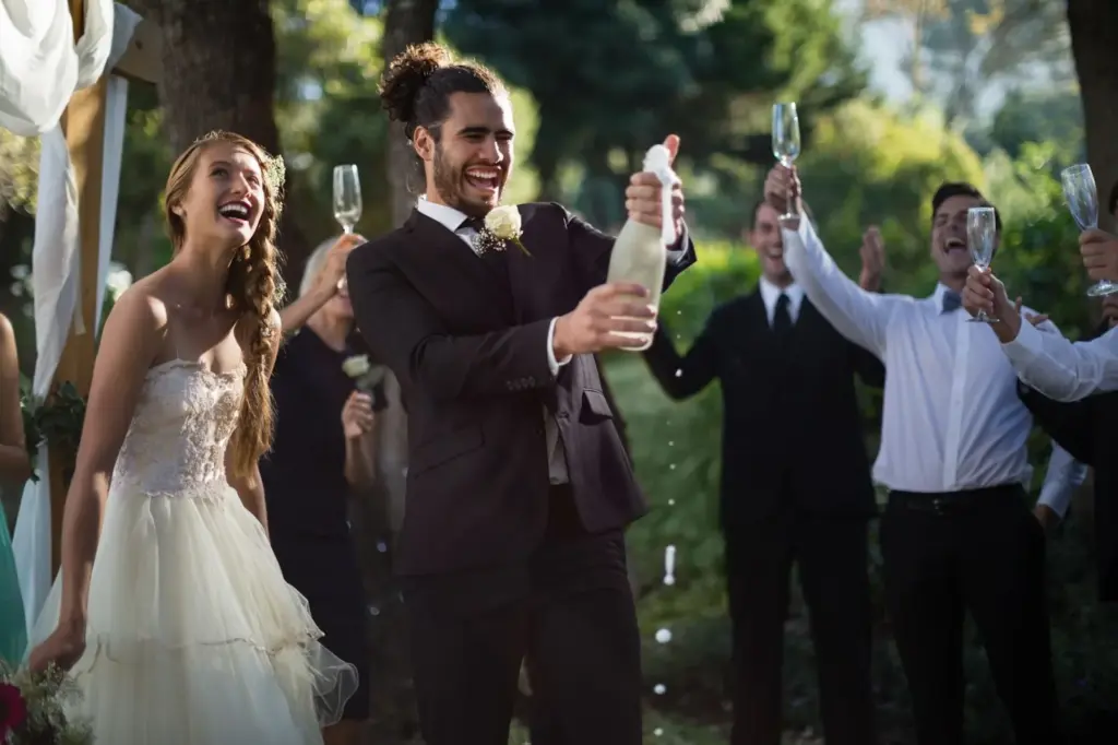 Popping champagne with real reactions