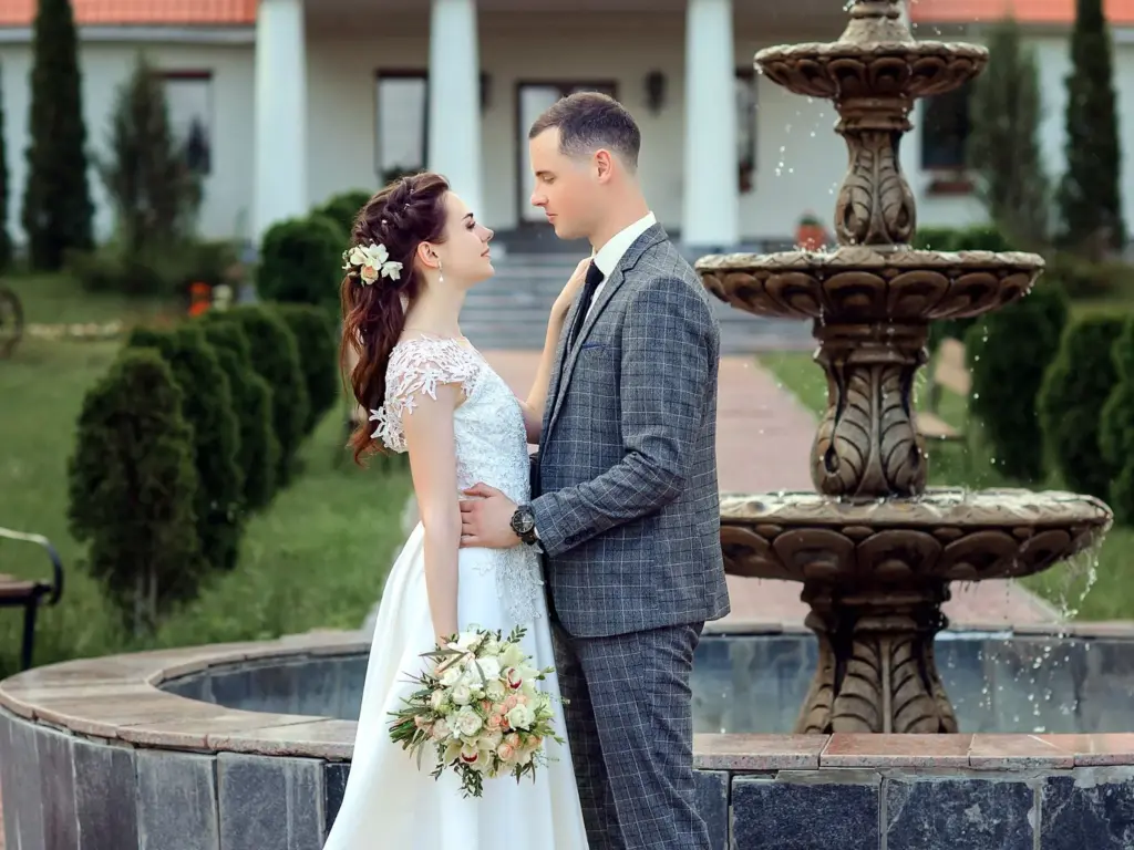 Quiet moment by a fountain