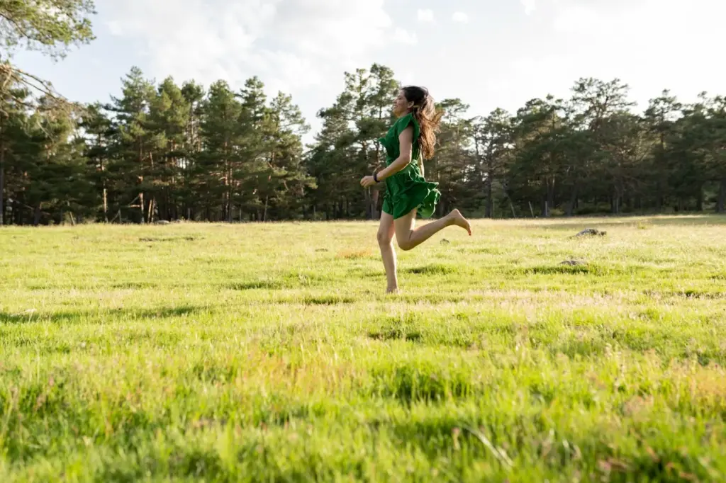 Running barefoot in the grass