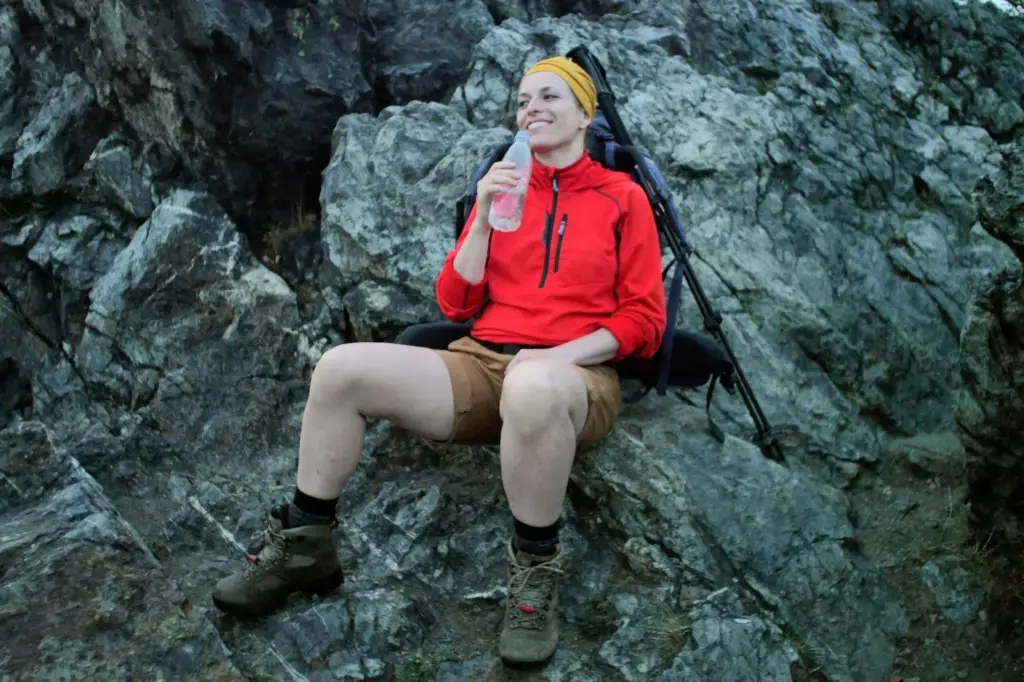 Sitting mid-climb and looking