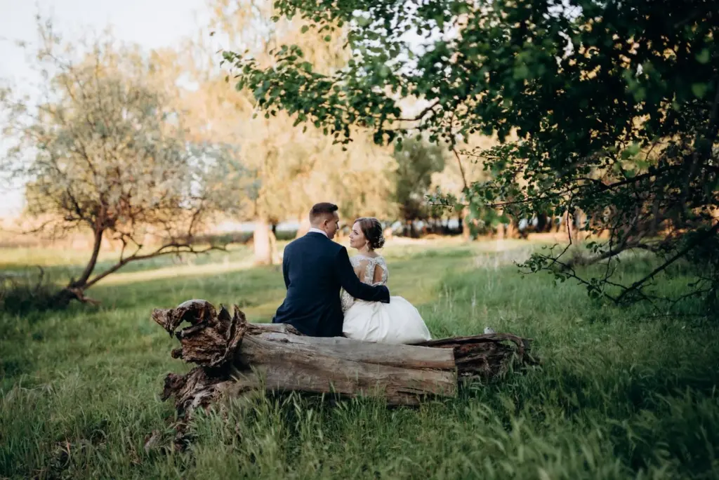 Sitting together on a fallen tree trunk