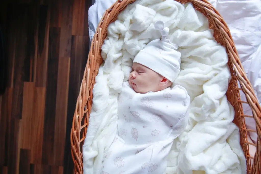 Sleeping in a basket, fully wrapped