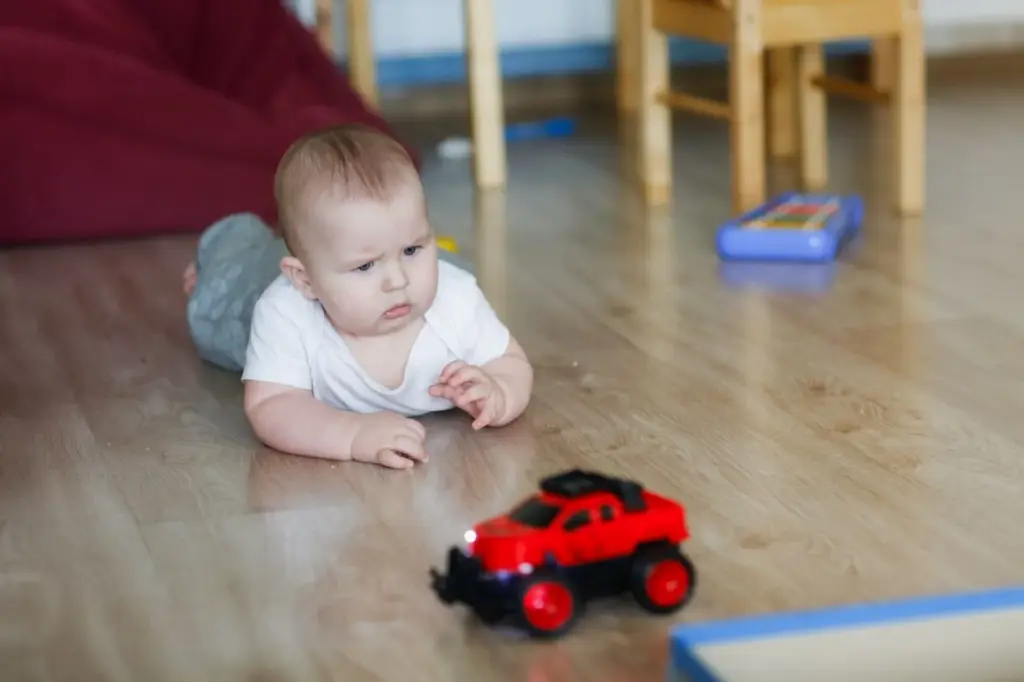 Staring at the new toy car