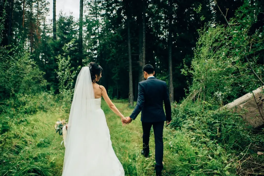 Trail walk holding hands