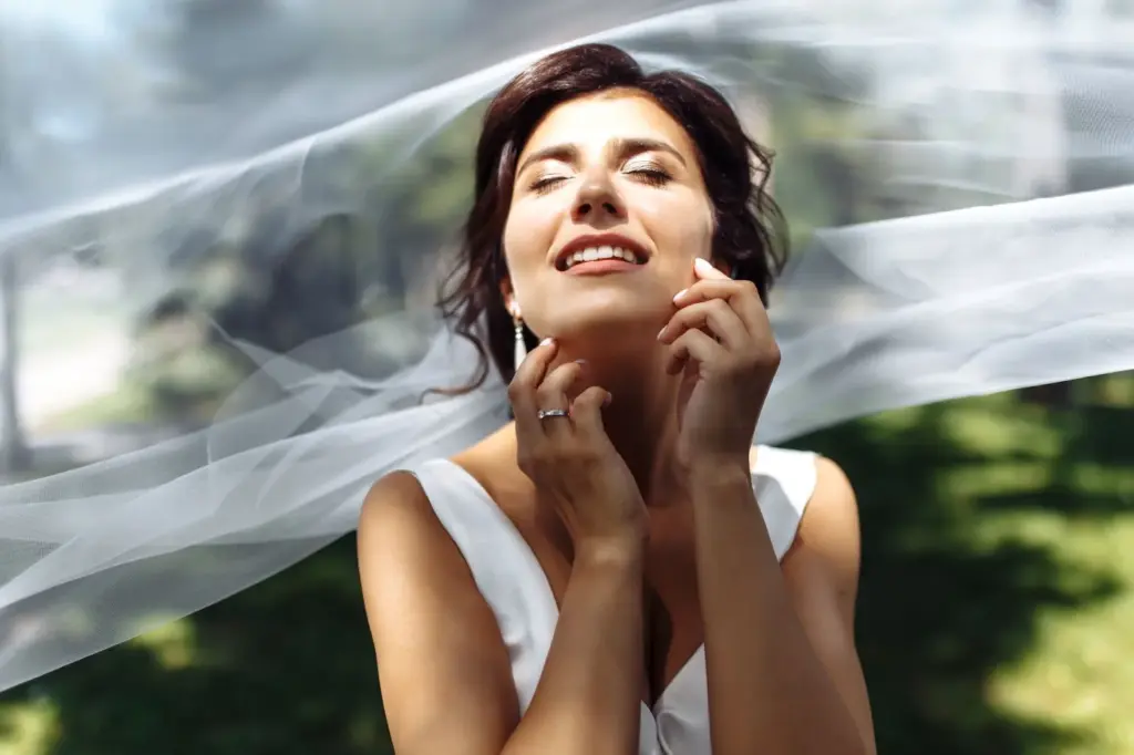 Veil blowing gently in the wind