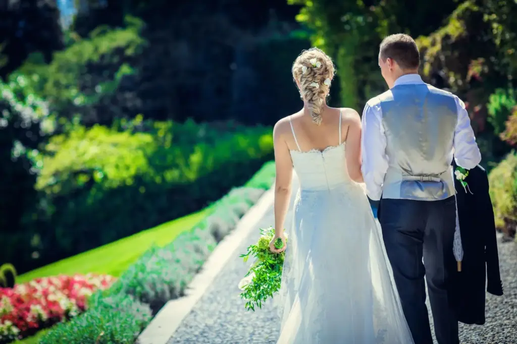 Walking together down a garden path